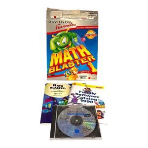 Vintage "Math Blaster 1" PC Computer Game BIG OPEN BOX Davidson WIN 95 / 3.1 MAC